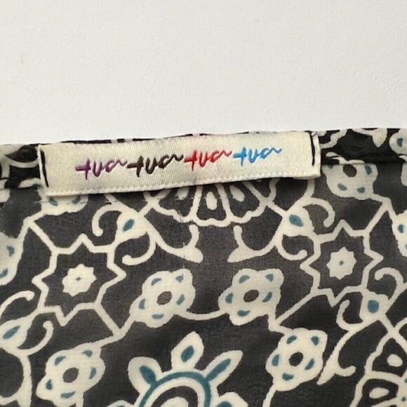 Tua Fashion Maxi Dress Floral Tie Neckline Front Slits - Picture 4 of 5